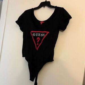 GUESS Black Bodysuit with Red Logo